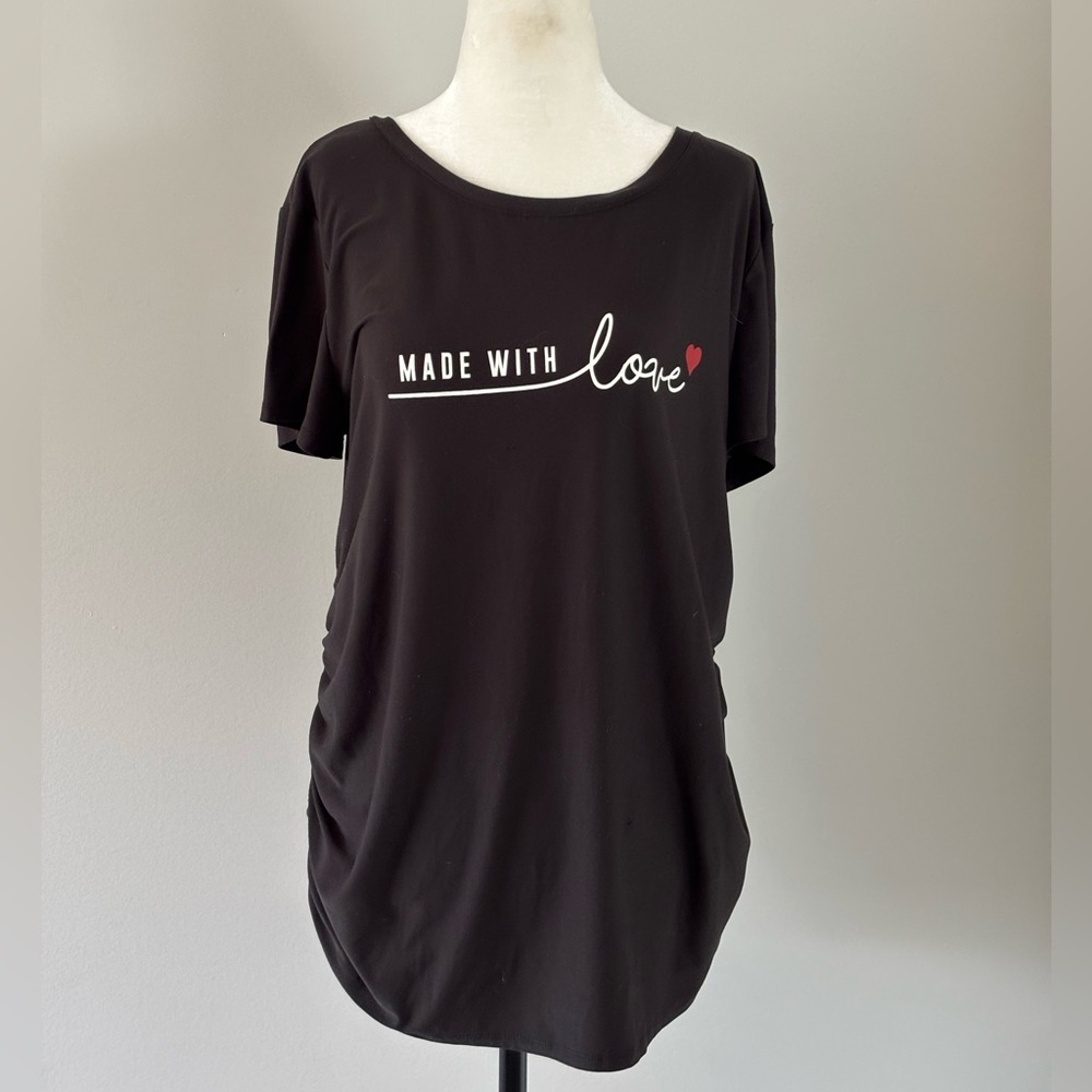 Time and Tru Black 'Made with Love' Short Sleeve Tee